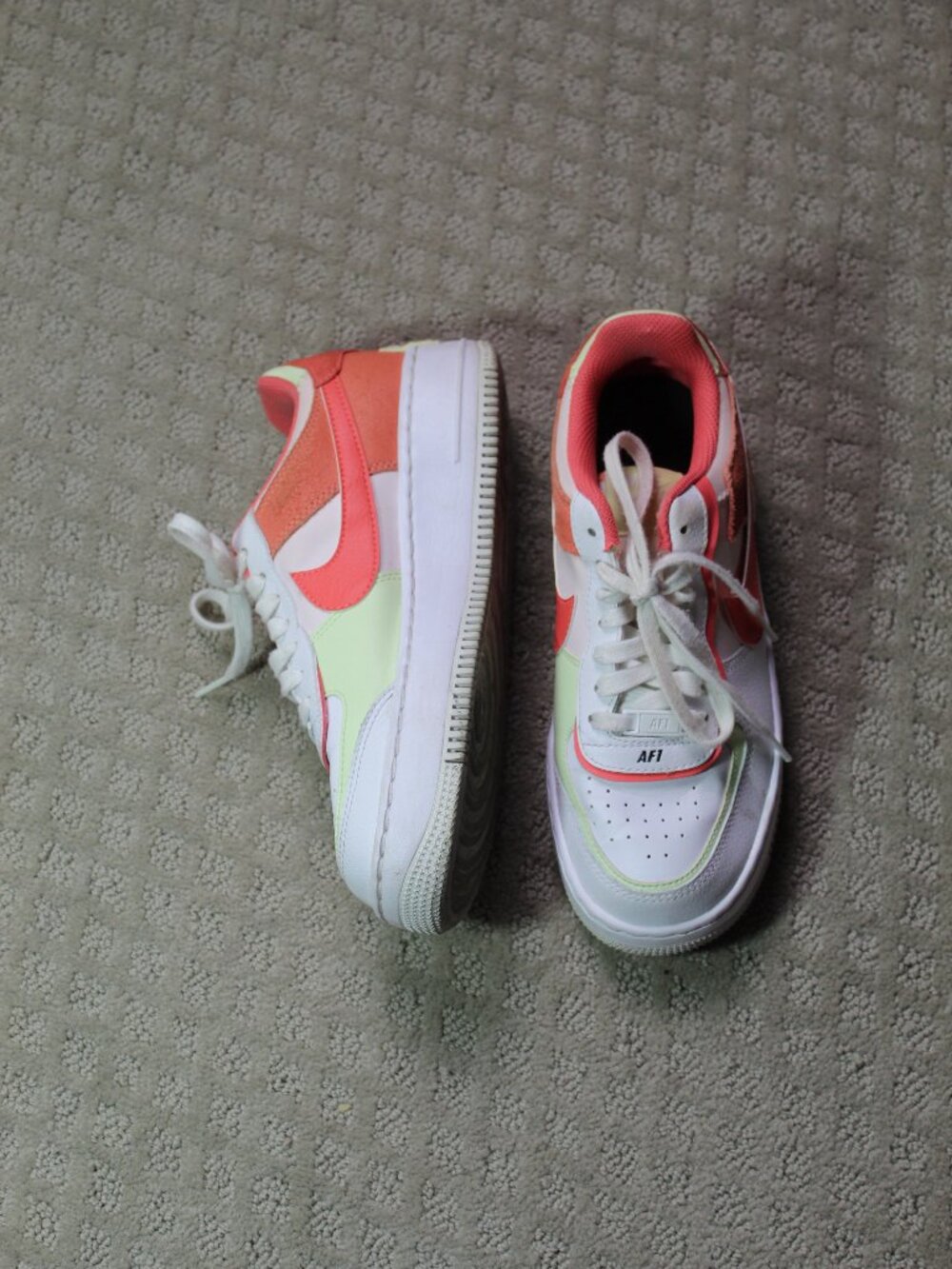 Size 7 - Nike Air Force 1 Shadow White Magic Ember Women's Athletic Shoes